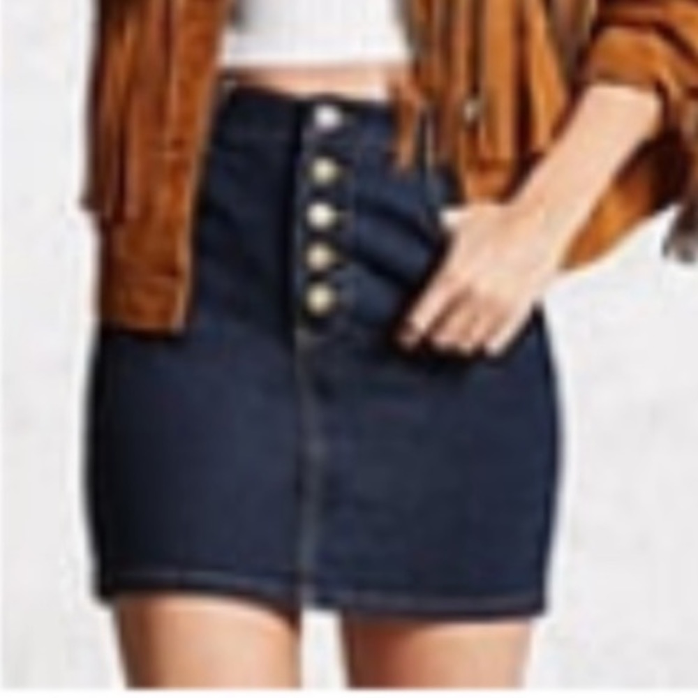 NWOT Forever 21 Denim Button Mini Skirt - Picture 1 of 6